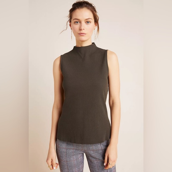 Antropologie Sleeveless Ribbed Mock Neck Top- size xs - Picture 1 of 9